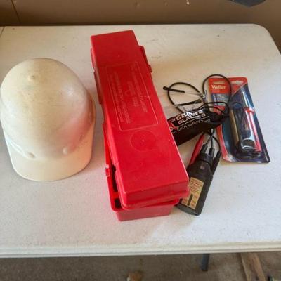 Triangle Flare Kit, Hard Hat, Safety Glasses
