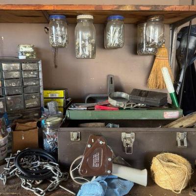 Toolbox With Tools Miscellaneous Screws, nails
