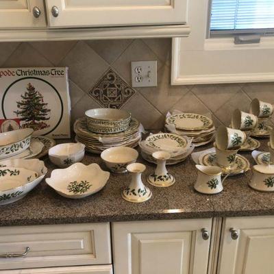 This is Lenox Christmas china along with a Spode platter
