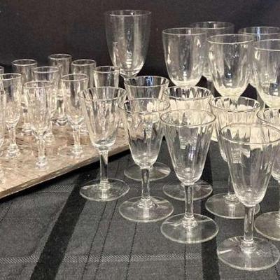 Ct661 vintage beveled liqueur and wine glasses