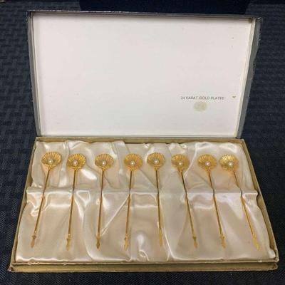 Ct712v vintage 24 k gold plated cocktail forks