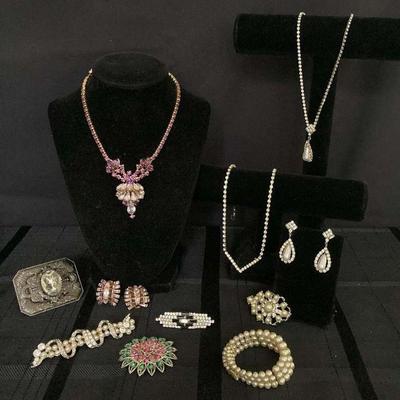 Ct702 vintage rhinestone costume jewelry collection