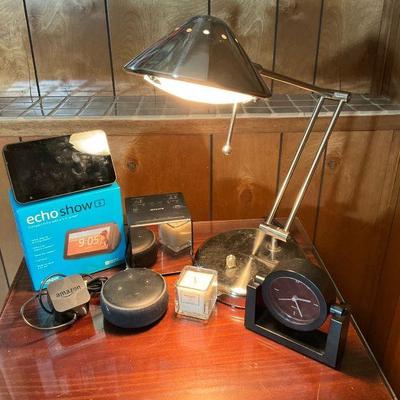 Chrome desk lamp echo show 5, sony electric clock & more