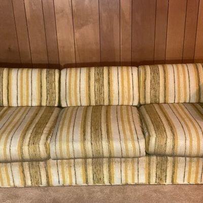 Mid century sofa vintage 60s 70s original soft striped tuxedo couch