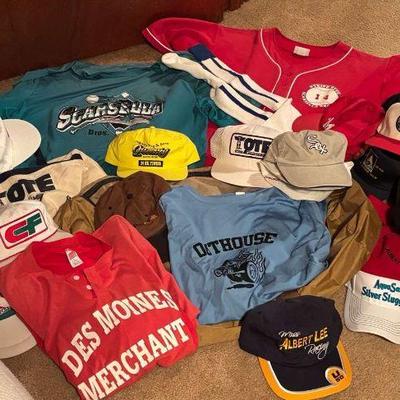 Assorted jerseys hats & famous trails sports bag