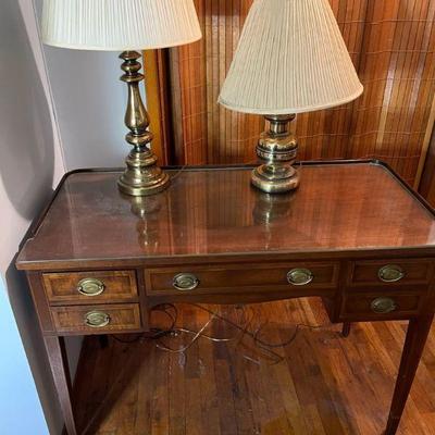 Kittinger furniture company desk with brass lamps