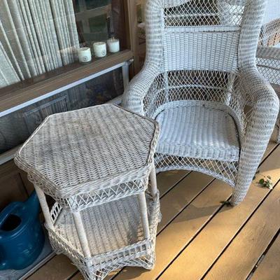 Wicker chair and side table