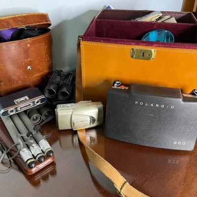 Vintage polaroid land camera 250 binoculars and more