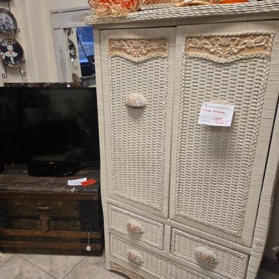 Wicker armoire/entertainment  center is NOW $81!
