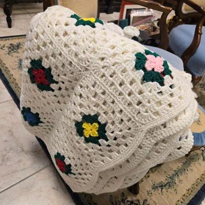 We have a handful of beautiful BRAND NEW, hand-made afghans made by Susan's mom! 