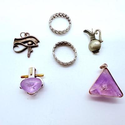 Assorted Sterling Amethyst Jewelry.