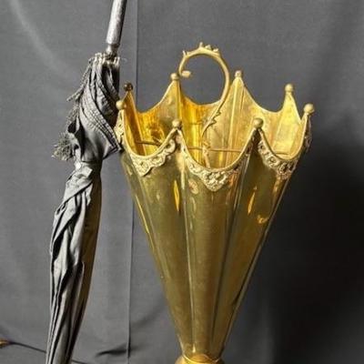 Antique Italian Brass Umbrella Stand