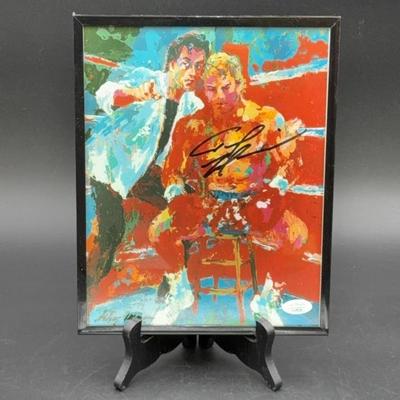 Tommy Morrison signed photo with Sylvester Stallone 