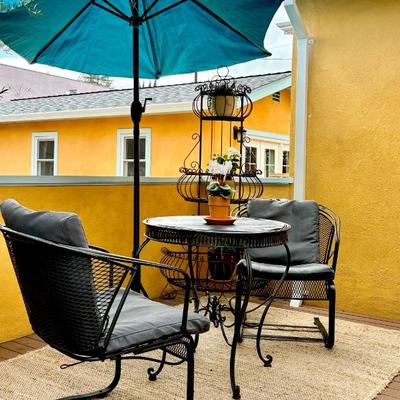 Iron plant stand and umbrella