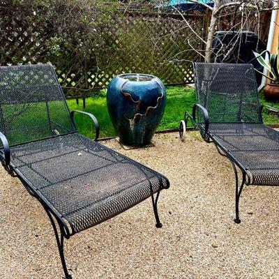 Wrought iron chaise long