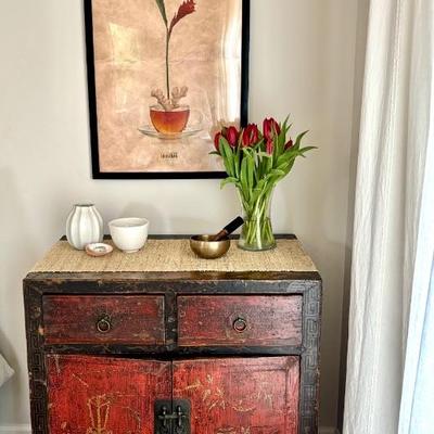 Antique asian trunk, art and decor