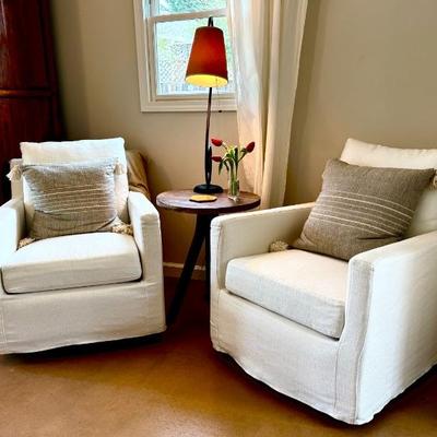 Linen slip covered rocking chairs
