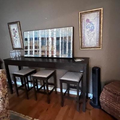 Sofa table/ Bar/ Island with bar stools 