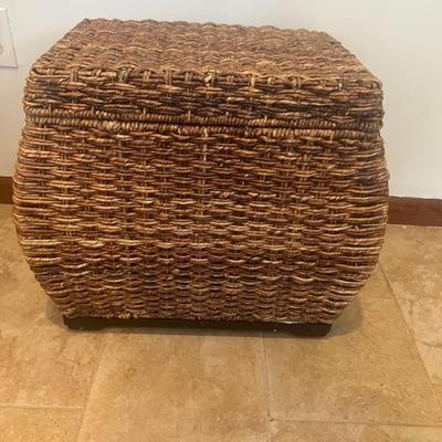 Rattan storage ottoman
