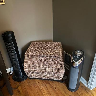 Rattan storage ottoman