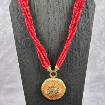 Vintage Bob Mackie Sun Face Pendant Necklace