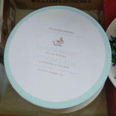 Full set of Williams Sonoma Damask Bunny serving ware