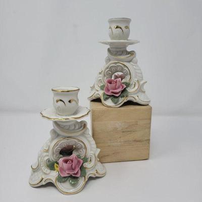 Vintage Sandizell Porcelain Candlestick Holders
