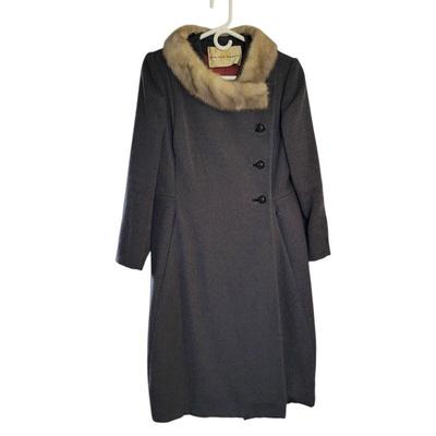 Beautiful Vintage Bon Marche Fur Collar Wool Coat