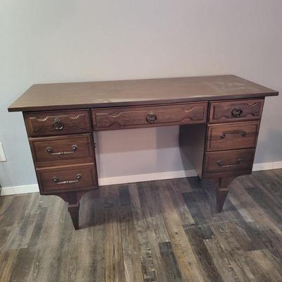 Vintage Desk with Five Drawers & Deco Legs