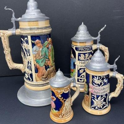 Four Made in Germany Vintage Steins