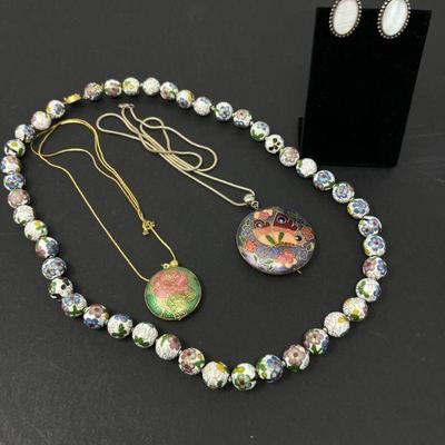 Hand Knotted Cloisonné Beads & Pendant Necklaces, 925 Earrings