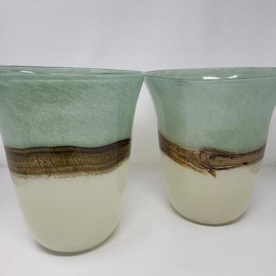 Tranquillity Glass Candle Holder or Vase Pair By Partylite