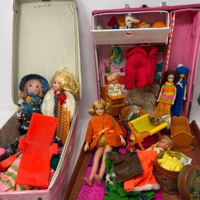 Variety of 1960's Dolls & Cases