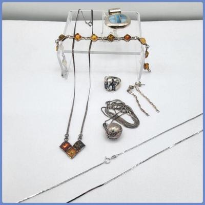 Sterling Jewelry with MOP & Amber