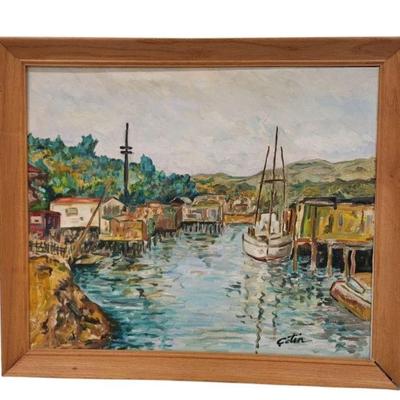 Original Nautical Oil Painting Signed Cetin
