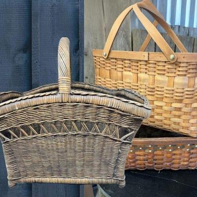 Three Mid Century Handwoven Baskets