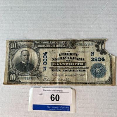 1907 Liberty Bank Ellsworth 10 dollar note