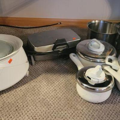 Corning Ware Crockpot and Set of Pots