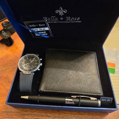 Bella & Rose watch, wallet & pen set