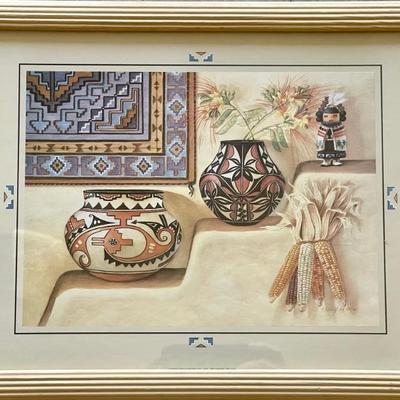 Vintage Native American Framed Pot Print 