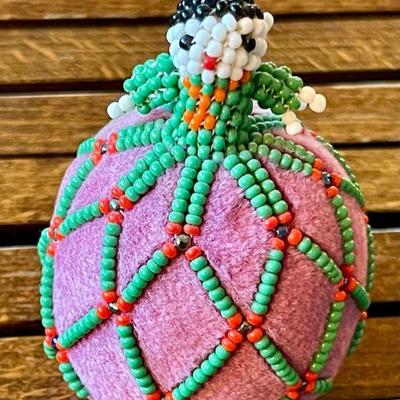Zuni Native American Seed Bead Doll Pin Cushion 3.5 Inches Tall 