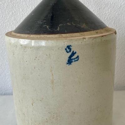 Vintage Two Tone Antique Stoneware Whiskey Jug Marked