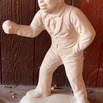 Antique Cast Concrete Lawn Jockey Missing Ring Unpainted 