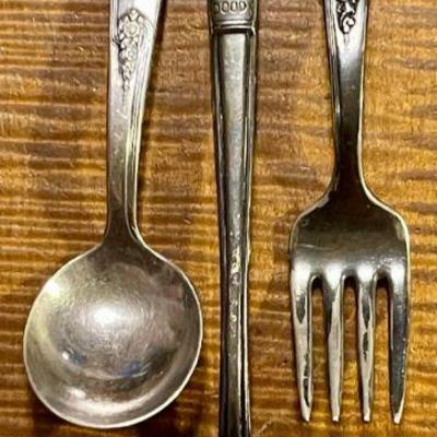 Vintage Silverplate  Howdy Doody TeaSpoon - Holmes & Edwards SilverPlate Child Spoon & Fork 