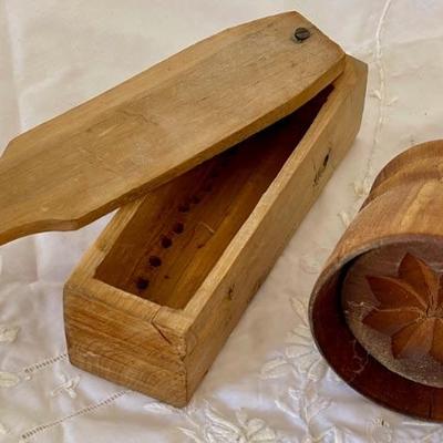 Vintage Handmade Wood Turkey Caller & Wood Butter Press