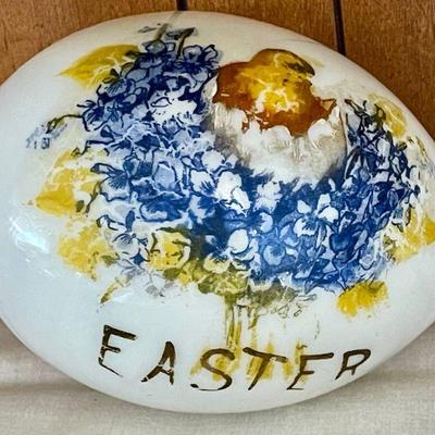 Victorian Hand Blown Milk Glass 7 Inch Hand Painted Easter Egg 
