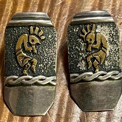 Pair Of Thomas Singer Navajo Sterling Silver Kokopelli Dancer Earrings - Total Weight 7.36 Grams 