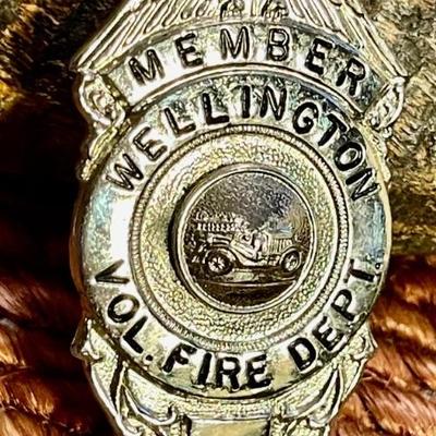 Vintage Member Of The Wellington Vol. Fire Department Silver Tone Metal Pin 