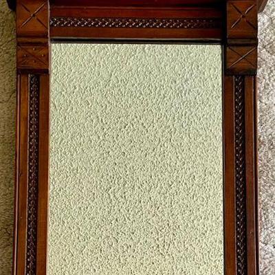 Antique Eastlake Carved Walnut Wall  Or Hall Mirror 