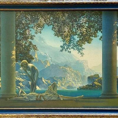 Stunning 1923 Maxfield Parrish Print Litho Titled -  Daybreak - House Of Art N. Y. 